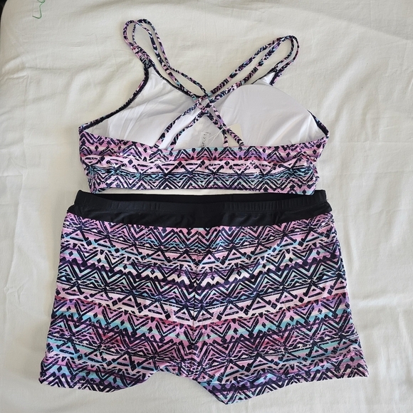 91.🆕 22W Plus Size Athletic Bikini Set Sports Bra Top & Swim Boy Shorts Size: - Picture 3 of 5